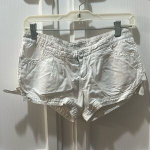 Abercrombie White cuff linen shorts